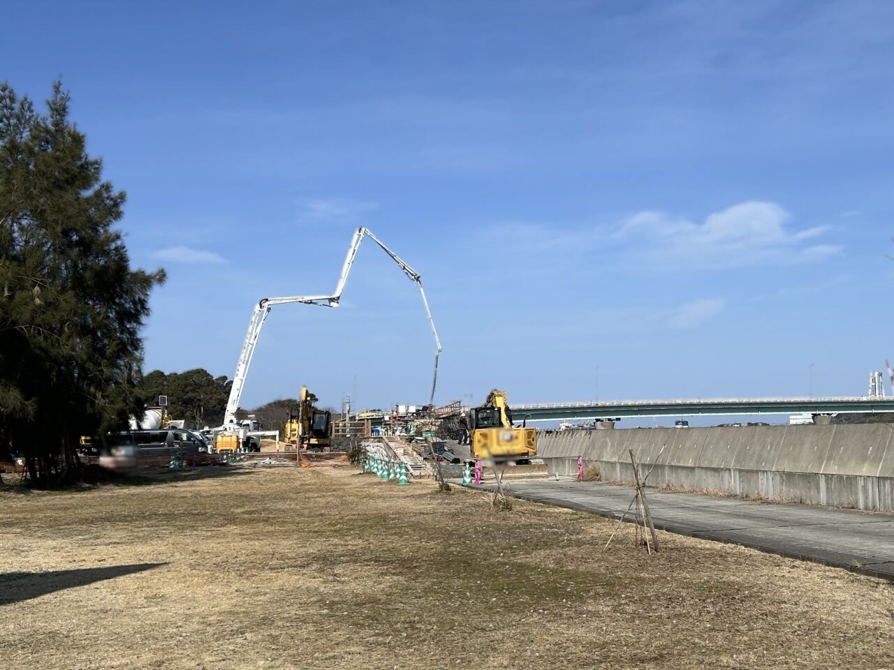 薩摩川内市久見崎公園の工事車両