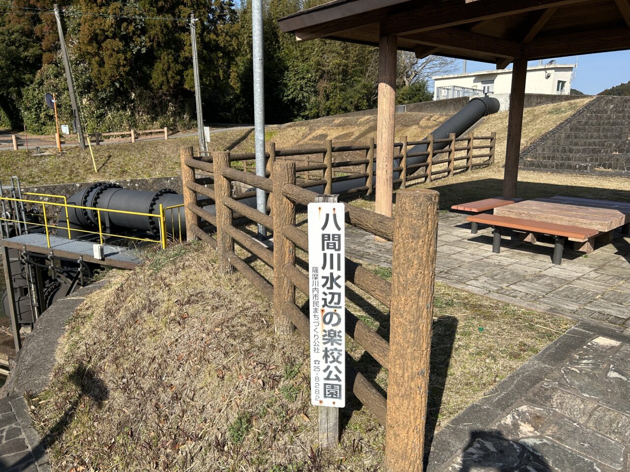 薩摩川内市八間川水辺の楽校公園の看板