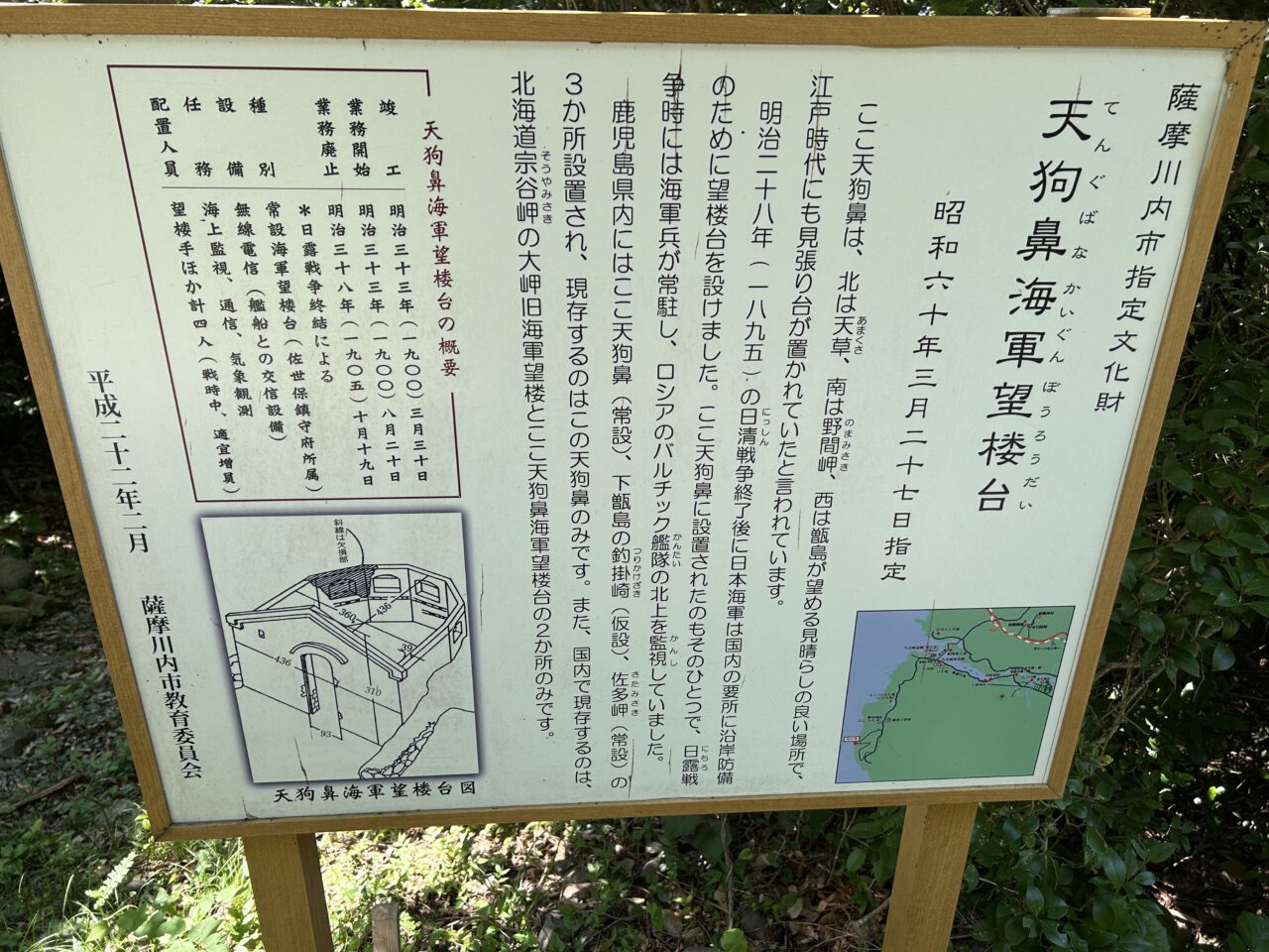 薩摩川内市天狗鼻海軍望楼台看板